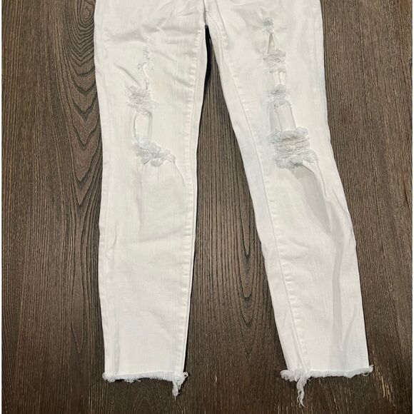 Madwell 9" High Rise Skinny Crop Jeans Distressed Denim White Size 27 - Picture 2 of 12